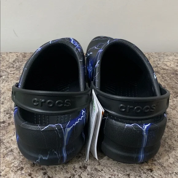Electric / Lightening Blue and Black Crocs